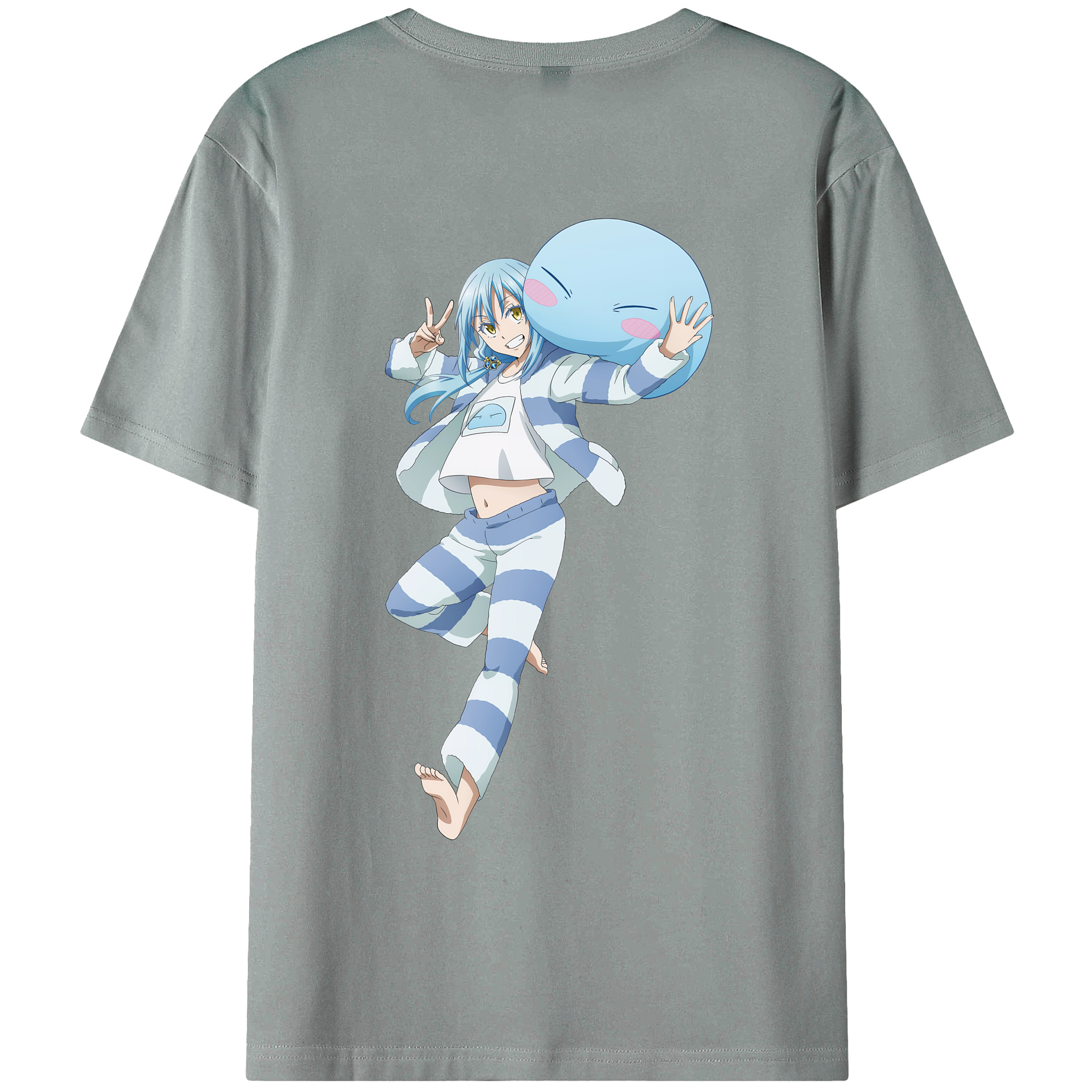 （画像用） 転スラ Regarding Reincarnated to Slime 綿100％ メンズ半袖Tシャツ（バックプリント） 通気性
